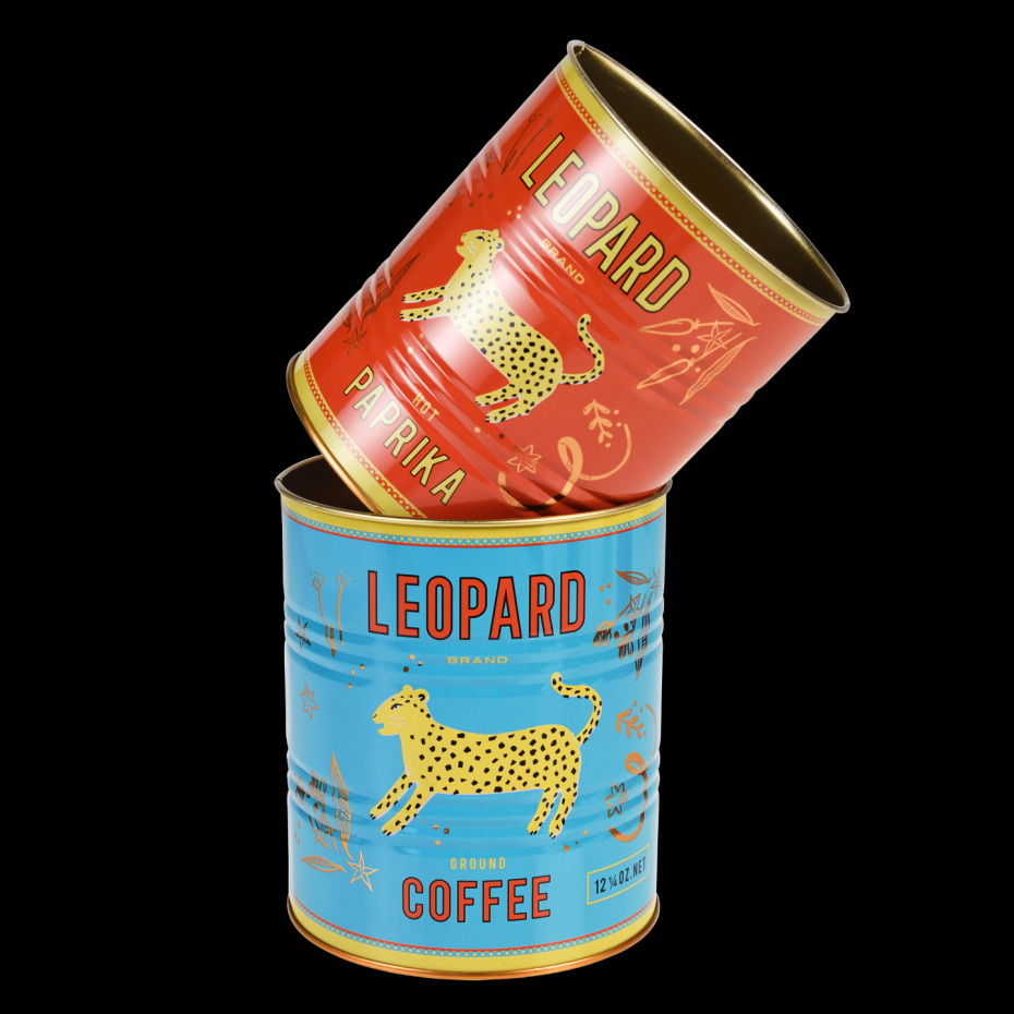 Leopard tins fitting inside one another